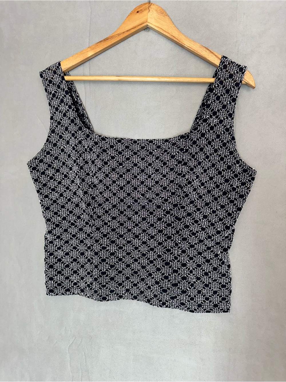 E.J. Designs Vintage 90s Black White Square Neck Tank Top Women’s L Y2K